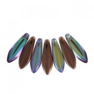 Czech Glass Daggers beads 5x16mm Crystal copper rainbow 00030-98533